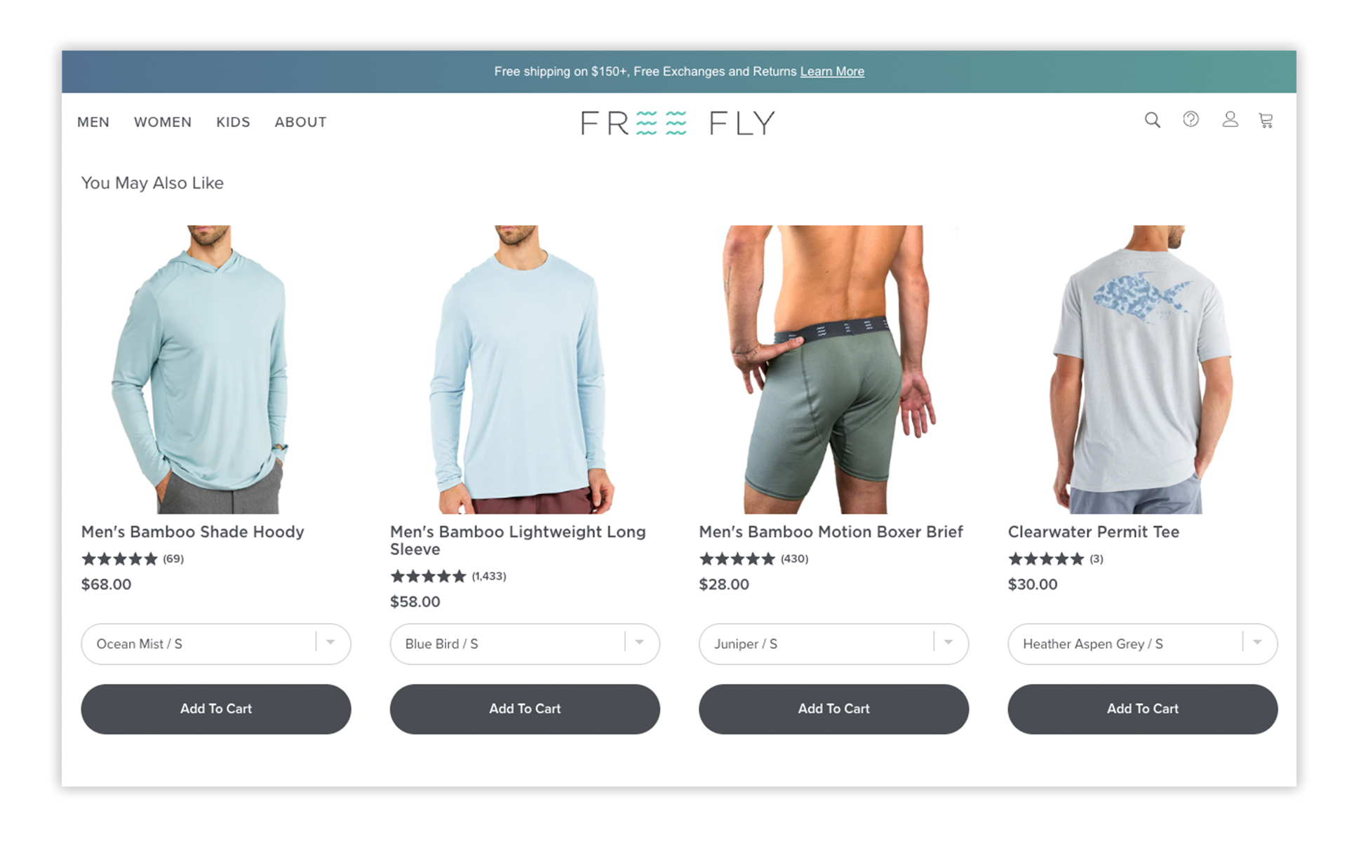 Cross-sell carousel showing product recommendations, by Freefly